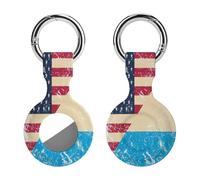 U.S. And Luxembourg Vintage Flag Silicone Protective Case Compatible with Airtag Funny GPS Tracker Accessories for Luggage Pet Collar
