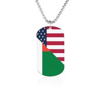 U.S. And Madagascar Flag Trendy Photo Necklace Unisex Memorial Necklaces Personalized Picture Pendant Chains