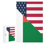 U.S. And Madagascar Flag Wooden Jigsaw Puzzles for Adults Vertical Challenge Intelligent Picture Puzzle Games Gift for Family