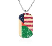U.S. And Madagascar Vintage Flag Funny Memorial Necklace Lightweight Printed Photo Necklaces Metal Tag Pendant