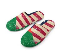 U.S. And Madagascar Vintage Flag Soft Cotton Slippers for Men Non-Slip Breathable House Slippers Indoor Outdoor