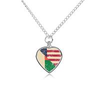 U.S. And Madagascar Vintage Flag Trendy Pet Ashes Necklace for Unisex Memorial Pendant Keepsake Urn Jewelry