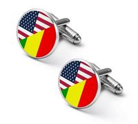 U.S. And Mali Flag Printed Cufflinks for Men Tuxedo Shirt Cuff Links Wedding Accessories Business Gift 1.7cm