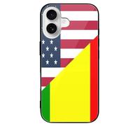 U.S. And Mali Flag Printed Phone Case Cute Slim Glass Cellphone Protective Cover Unisex Compatible with iPhone 16/16 Plus/16 Pro/16 Pro Max/16 E
