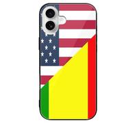 U.S. And Mali Flag Printed Phone Case Cute Slim Glass Cellphone Protective Cover Unisex Compatible with iPhone 16/16 Plus/16 Pro/16 Pro Max/16 E