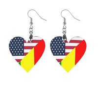 U.S. And Mali Flag Printed Wooden Earrings for Women Trendy Lightweight Charms Pendant Jewelry Apricot Shaped