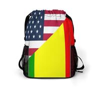 U.S. And Mali Flag Trendy Drawstring Backpack Lightweight Gym Bag with Shoes Compartment Printed String Daypack