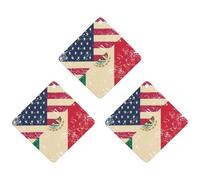 U.S. And Mexican Vintage Flag 3 Pcs Automotive Air Fresheners Mirror Aromatherapy Tablets Ornament Car Fragrance Scented Cards Rhombus