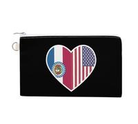 U.S. and Missouri Flags Custom Canvas Coin Purse Change Wallet Bag Small Makeup Bags for Men Women 7.5 X 4.6 Inch