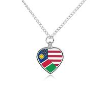 U.S. And Namibia Flag Custom Dog Urns Alloy Pet Ashes Jewelry Pets Cremation Pendant Necklace for Men Women Keepsake