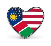 U.S. And Namibia Flag Novelty Brooches & Pins Heart Personalised Metal Lapel Badge With Butterfly Clutch Clasp