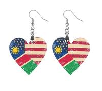 U.S. And Namibia Vintage Flag Lightweight Boho Dangle Earrings Wooden Earring Drop Charms Jewelry Gifts for Women Circular