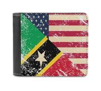U.S. and Nevis Vintage Flag Casual Leather Wallet for Men Classic Lightweight Credit Card Coin Purse
