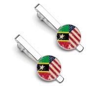 U.S. And Nevis Vintage Flag Classic Tie Clips for Men Regular Necktie Bar Pins Suitable for Wedding Business