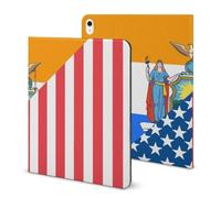 U.S. And New York State Flag Funny Tablet Case Compatible with IPAD Pro 2020 （11in）/2020 （10.2in）/2020 AIR 4 （10.9in）/Pro 2021 （11in）/Air4/Air5 （10.9in） Personality Protective Cover with Pen Slot
