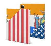 U.S. And New York State Flag Funny Tablet Case Compatible with IPAD Pro 2020 （11in）/2020 （10.2in）/2020 AIR 4 （10.9in）/Pro 2021 （11in）/Air4/Air5 （10.9in） Personality Protective Cover with Pen Slot
