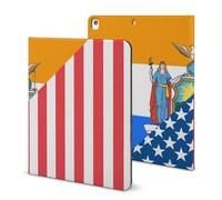 U.S. And New York State Flag Funny Tablet Case Compatible with IPAD Pro 2020 （11in）/2020 （10.2in）/2020 AIR 4 （10.9in）/Pro 2021 （11in）/Air4/Air5 （10.9in） Personality Protective Cover with Pen Slot