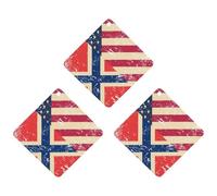 U.S. And Norway Vintage Flag 3 Pcs Automotive Air Fresheners Mirror Aromatherapy Tablets Ornament Car Fragrance Scented Cards Rhombus