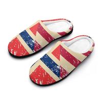 U.S. And Norway Vintage Flag Women's Slippers Cotton Warm House Shoes with Rubber Anti-Slip Sole Slip On for Home Outdoor 11-12（42-43）