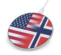 U.S. And Norwegian Flag Wireless Charger Pad 10W Max Compatible with iPhone Portable Fast Charging Station