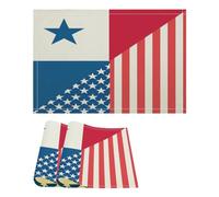 U.S. And Panama Flag Printed Cotton And Linen Placemats Set Washable Dining Table Mats Cloth Indoor Outdoor