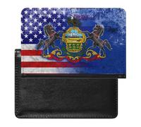 U.S. and Pennsylvania State Flag PU Leather Passport Covers RFID Blocking Wallet Holder with Card Protector Slot Travel Accessories