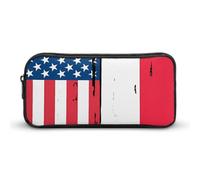 U.S. and Poland Flag Cute Pencil Cases Novelty Makeup Organize Storage Bag Pen Holders Pouch