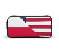 U.S. and Poland Flag Portable Pencil Case Pouch Big Capacity Pen Bag for Office Stationery Organizer