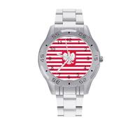 U.S. and Polish Flag Business Watches for Men Stainless Steel Strap Watch Casual Wrists Accessories Boyfriend Father Gift