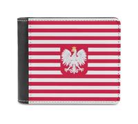 U.S. and Polish Flag Leather Bifold Wallet for Men Slim Card Cases with 6 Slot Minimalist Purse Coin Clip
