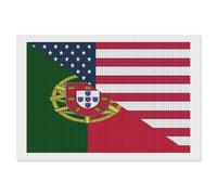 U.S. and Portugal Flag Funny Diamond Art Painting Kit Horizontal Version Crystal Points Full Drill Paint Square for Adult Beginners