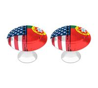 U.S. and Portugal Flag Funny Drawer Handles 2 Pack Round Stainless Steel Cabinet Knobs Pulls 1.2"