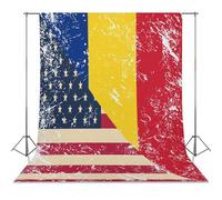 U.S. And Romania Vintage Flag Photo Studio Backgrounds Black Photography Backdrop for Portrait Video Shooting Live 56"x79"