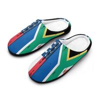 U.S. And South Africa Flag Funny Men's Cotton Slippers Soft Non-Slip Rubber Sole House Slipper Indoor Outdoor