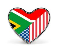 U.S. And South Africa Flag Heart Metal Brooches 1 Inch Decorative Badges Exquisite Decorations Pins for Clothing