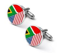 U.S. And South Africa Flag Men's Alloy Cufflinks Classic Cuff Link Fashion Shirt Accessories for Business Party Wedding 2.0cm