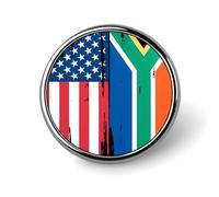 U.S. And South Africa Flag Novelty Metal Badge 1″ Round Brooch Pin Clothes Hat Bag Tie Accessories Decor
