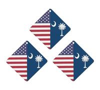 U.S. And South Carolina State Flag 3 Pcs Car Air Freshener Automotive Aromatherapy Tablets Hanging Scented Cards for Room Bathroom Rhombus