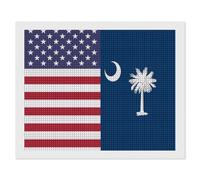U.S. and South Carolina State Flag Square Diamond Art Kits for Adults 5D DIY Full Drill Painting Gems Wall Arts and Crafts 16"x20"