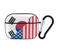 U.S. And South Korea Flag Compatible with Airpod Pro Case PC Scratch-Resistant Drop-Proof Protective Cover with Keychain Black-style
