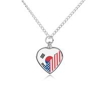 U.S. And South Korea Flag Custom Dog Urns Alloy Pet Ashes Jewelry Pets Cremation Pendant Necklace for Men Women Keepsake
