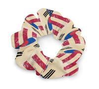 U.S. And South Korea Vintage Flag Colorful Scrunchies for Women Soft Cute Elastic Hair Bands Ponytail Holders