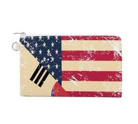 U.S. and South Korea Vintage Flag Cute Coin Purses for Women Men Lightweight Portable Zero Wallet Pouches with Zipper