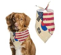 U.S. And South Korea Vintage Flag Funny Dog Bandanas Cute Triangle Cat Pet Scarf Bib for Holiday Party Gift