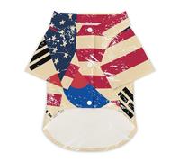 U.S. And South Korea Vintage Flag Funny Pet T-Shirt Soft Short Sleeve Button Down Dog Clothes for Cat Puppy