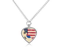 U.S. And South Korea Vintage Flag Printed Pet Urn Necklace for Unisex Ashes Cremation Memorial Keepsake Pendant Jewelry