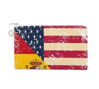 U.S. and Spain Vintage Flag Cute Coin Purses for Women Men Lightweight Portable Zero Wallet Pouches with Zipper