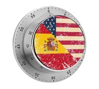 U.S. And Spain Vintage Flag Vintage Kitchen Timers No Batteries Loud Alarm Digital Timer for Baking Cooking