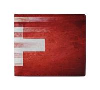 U.S. and Switzerland Flag Leather Bifold Wallet for Men Slim Card Cases with 2 Slots Minimalist Coin Purs