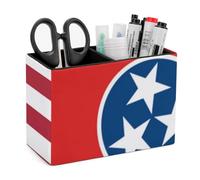 U.S And Tennessee State Flag Cute Square Pen Holder for Desk Pencil Cup Office Caddy Storage Desk Organizer Makeup Brush Holders
